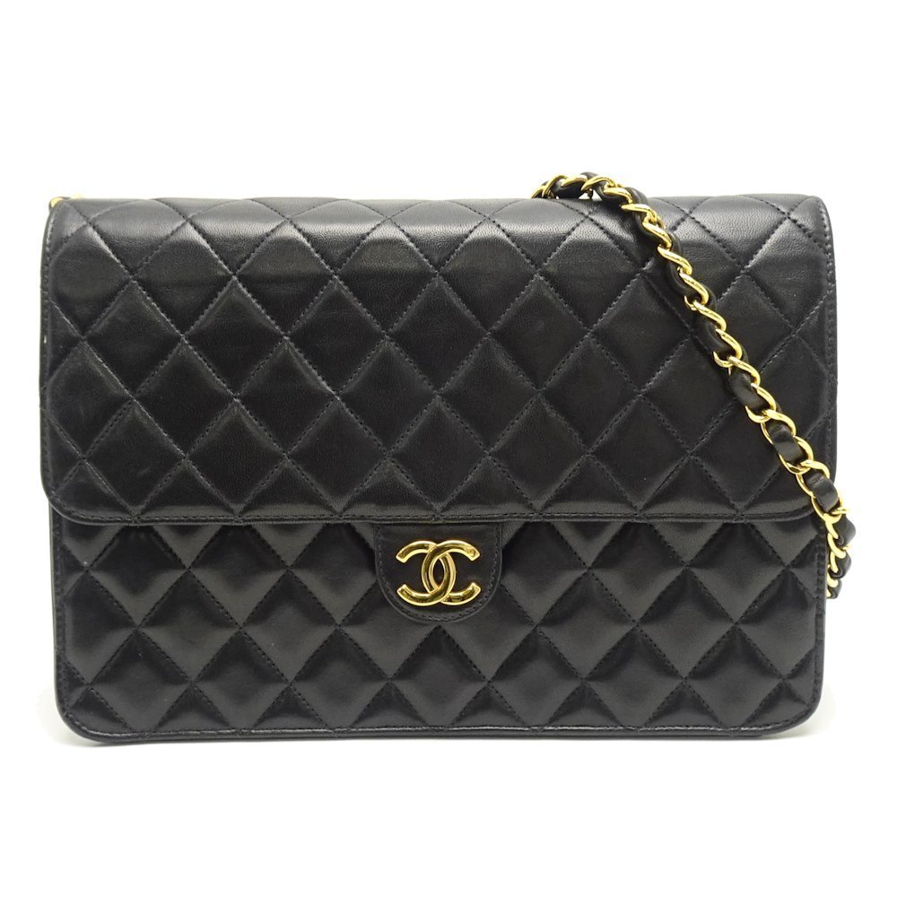 Chanel Chain Shoulder Bag Matelasse Lambskin Black